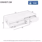 Moderní konferenční stolek s vysoce lesklým povrchem v bílé barvě, rozměry 115 x 55 x 34 cm, se 2 zásuvkami, LED osvětlením a nosností 30 kg - Obrázek 68