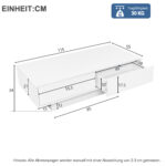 Modern High-Gloss Coffee Table in White, 115 x 55 x 34 cm, with 2 Drawers, LED Lighting and 30 kg Load Capacity - Image 68