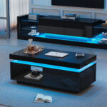 Modern High-Gloss Coffee Table with LED Lighting, 100x50x40.3 cm - Elegant Table with Drawer and Storage - Image 15