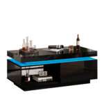 Modern High-Gloss Coffee Table with LED Lighting, 100x50x40.3 cm - Elegant Table with Drawer and Storage - Image 24