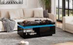 Modern High-Gloss Coffee Table with LED Lighting, 100x50x40.3 cm - Elegant Table with Drawer and Storage - Image 40