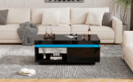 Modern High-Gloss Coffee Table with LED Lighting, 100x50x40.3 cm - Elegant Table with Drawer and Storage - Image 5