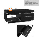 Modern High-Gloss Coffee Table with LED Lighting, 100x50x40.3 cm - Elegant Table with Drawer and Storage - Image 60