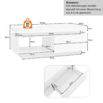 Modern High-Gloss Coffee Table with LED Lighting, 100x50x40.3 cm - Elegant Table with Drawer and Storage - Image 19