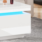 Modern High-Gloss Coffee Table with LED Lighting, 100x50x40.3 cm - Elegant Table with Drawer and Storage - Image 38