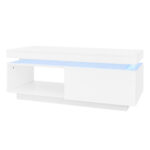 Modern High-Gloss Coffee Table with LED Lighting, 100x50x40.3 cm - Elegant Table with Drawer and Storage - Image 42
