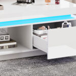 Modern High-Gloss Coffee Table with LED Lighting, 100x50x40.3 cm - Elegant Table with Drawer and Storage - Image 43