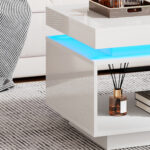 Modern High-Gloss Coffee Table with LED Lighting, 100x50x40.3 cm - Elegant Table with Drawer and Storage - Image 44