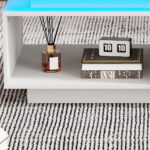 Modern High-Gloss Coffee Table with LED Lighting, 100x50x40.3 cm - Elegant Table with Drawer and Storage - Image 45