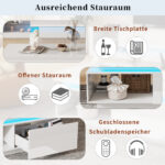 Modern High-Gloss Coffee Table with LED Lighting, 100x50x40.3 cm - Elegant Table with Drawer and Storage - Image 60
