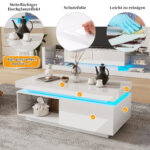 Modern High-Gloss Coffee Table with LED Lighting, 100x50x40.3 cm - Elegant Table with Drawer and Storage - Image 62