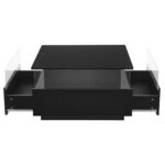Modern High-Gloss LED Coffee Table 70*70*41cm with 2 Drawers and Transparent Presentation Area - Image 20