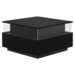 Modern High-Gloss LED Coffee Table 70*70*41cm with 2 Drawers and Transparent Presentation Area - Image 21