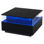 Modern High-Gloss LED Coffee Table 70*70*41cm with 2 Drawers and Transparent Presentation Area - Image 22