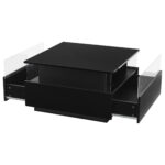 Modern High-Gloss LED Coffee Table 70*70*41cm with 2 Drawers and Transparent Presentation Area - Image 25