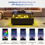 Modern High-Gloss LED Coffee Table 70*70*41cm with 2 Drawers and Transparent Presentation Area - Image 35