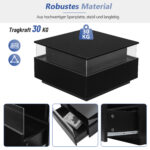 Modern High-Gloss LED Coffee Table 70*70*41cm with 2 Drawers and Transparent Presentation Area - Image 38
