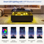 Modern High-Gloss LED Coffee Table 70*70*41cm with 2 Drawers and Transparent Presentation Area - Image 39