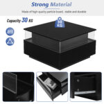 Modern High-Gloss LED Coffee Table 70*70*41cm with 2 Drawers and Transparent Presentation Area - Image 41
