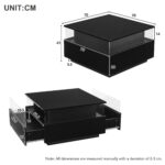 Modern High-Gloss LED Coffee Table 70*70*41cm with 2 Drawers and Transparent Presentation Area - Image 42