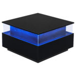 Modern High-Gloss LED Coffee Table 70*70*41cm with 2 Drawers and Transparent Presentation Area - Image 45