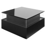 Modern High-Gloss LED Coffee Table 70*70*41cm with 2 Drawers and Transparent Presentation Area - Image 48