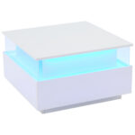 Modern High-Gloss LED Coffee Table 70*70*41cm with 2 Drawers and Transparent Presentation Area - Image 2