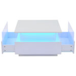 Modern High-Gloss LED Coffee Table 70*70*41cm with 2 Drawers and Transparent Presentation Area - Image 3