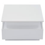 Modern High-Gloss LED Coffee Table 70*70*41cm with 2 Drawers and Transparent Presentation Area - Image 4