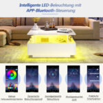 Modern High-Gloss LED Coffee Table 70*70*41cm with 2 Drawers and Transparent Presentation Area - Image 36