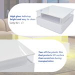 Modern High-Gloss LED Coffee Table 70*70*41cm with 2 Drawers and Transparent Presentation Area - Image 39