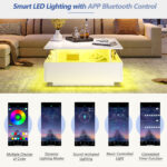 Modern High-Gloss LED Coffee Table 70*70*41cm with 2 Drawers and Transparent Presentation Area - Image 40
