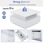 Modern High-Gloss LED Coffee Table 70*70*41cm with 2 Drawers and Transparent Presentation Area - Image 42