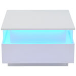 Modern High-Gloss LED Coffee Table 70*70*41cm with 2 Drawers and Transparent Presentation Area - Image 5