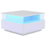 Modern High-Gloss LED Coffee Table 70*70*41cm with 2 Drawers and Transparent Presentation Area - Image 48