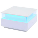 Modern High-Gloss LED Coffee Table 70*70*41cm with 2 Drawers and Transparent Presentation Area - Image 7