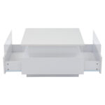 Modern High-Gloss LED Coffee Table 70*70*41cm with 2 Drawers and Transparent Presentation Area - Image 9