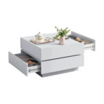 Functional Coffee Table for the Living Room, 360° Rotatable, Rotating Table Top with 2 Shelves and Storage