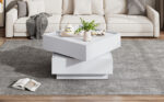 Functional Coffee Table for the Living Room, 360° Rotatable, Rotating Table Top with 2 Shelves and Storage - Image 24