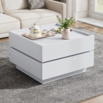 Functional Coffee Table for the Living Room, 360° Rotatable, Rotating Table Top with 2 Shelves and Storage - Image 36