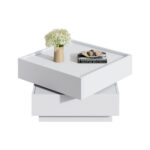 Functional Coffee Table for the Living Room, 360° Rotatable, Rotating Table Top with 2 Shelves and Storage - Image 4