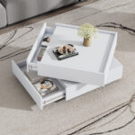 Functional Coffee Table for the Living Room, 360° Rotatable, Rotating Table Top with 2 Shelves and Storage - Image 52