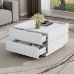 Functional Coffee Table for the Living Room, 360° Rotatable, Rotating Table Top with 2 Shelves and Storage - Image 53