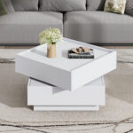 Functional Coffee Table for the Living Room, 360° Rotatable, Rotating Table Top with 2 Shelves and Storage - Image 54