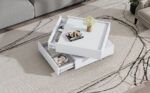 Functional Coffee Table for the Living Room, 360° Rotatable, Rotating Table Top with 2 Shelves and Storage - Image 8