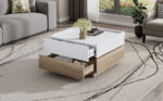 Functional Living Room Coffee Table, 360° Rotatable, Rotating Table Top with 2 Tiers and Storage Function - Image 10