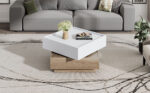 Functional Living Room Coffee Table, 360° Rotatable, Rotating Table Top with 2 Tiers and Storage Function - Image 11
