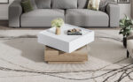 Functional Living Room Coffee Table, 360° Rotatable, Rotating Table Top with 2 Tiers and Storage Function - Image 11