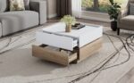 Functional Living Room Coffee Table, 360° Rotatable, Rotating Table Top with 2 Tiers and Storage Function - Image 12
