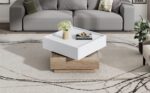 Functional Living Room Coffee Table, 360° Rotatable, Rotating Table Top with 2 Tiers and Storage Function - Image 17